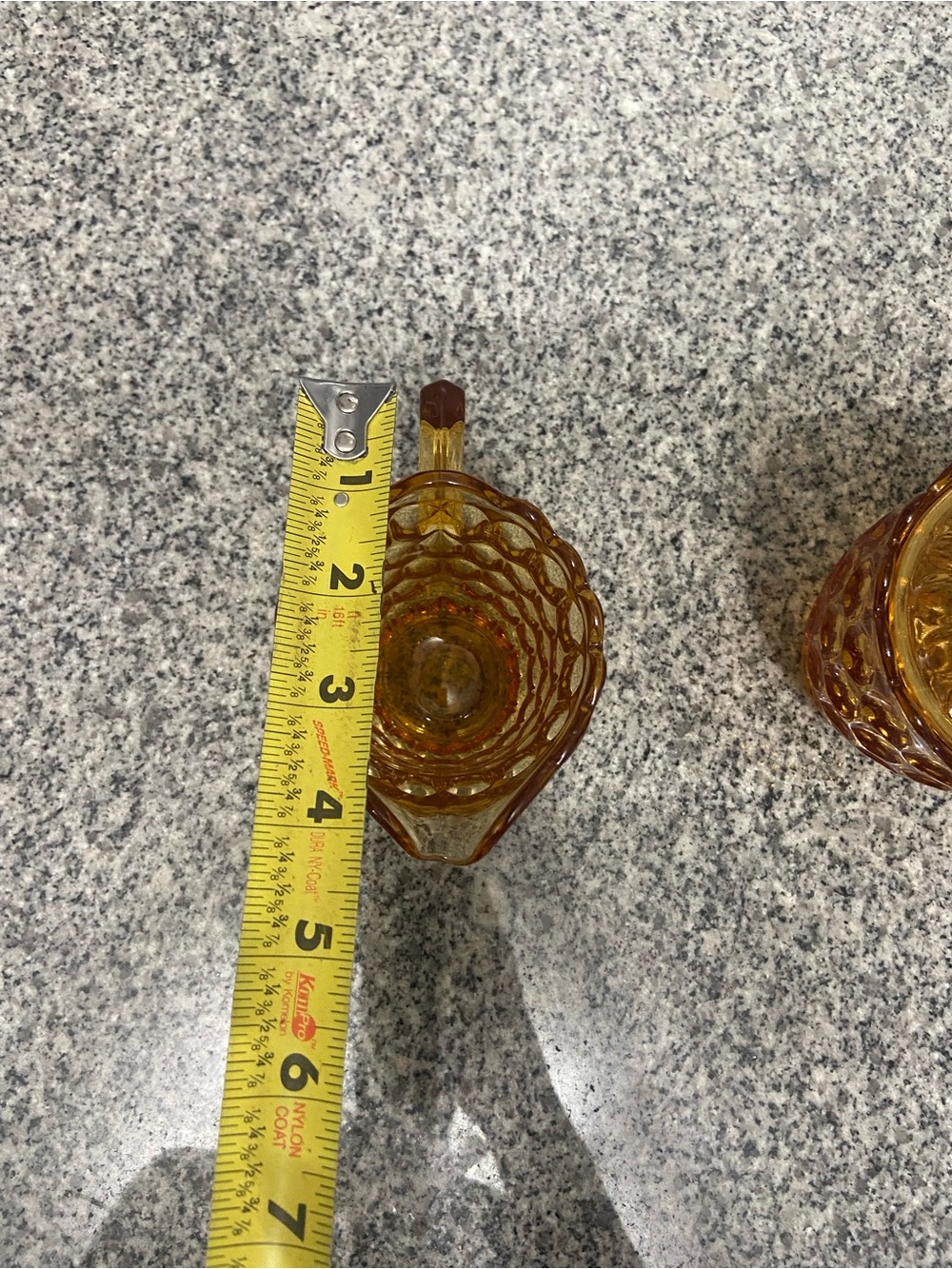 VTG 1960s FENTON Colonial Thumbprint Amber Glass Creamer Covered Sugar Bowl Set - Picture 11 of 12